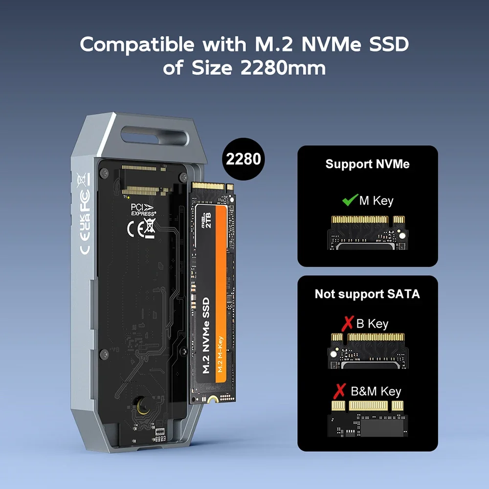 MAIWO 냉각 선풍기 포함 알루미늄 하드 드라이브 케이스, 40Gbps USB 4 M.2 NVMe SSD 인클로저, 썬더볼트 3/4 C타입 4.0 호환 가능