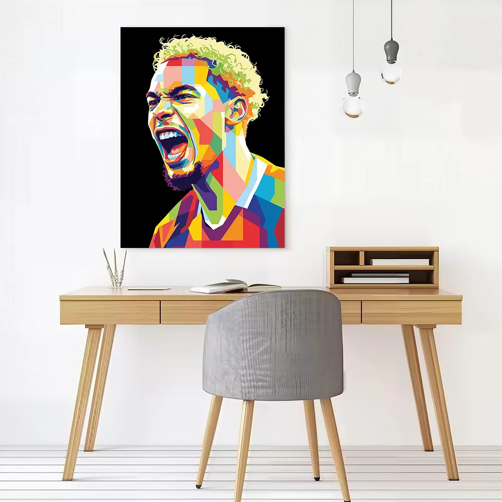 Hugo Ekitike Colorful Portrait Canvas Poster Wall Art Customizable High Quality Printed Picture for Decor Living Room Painting