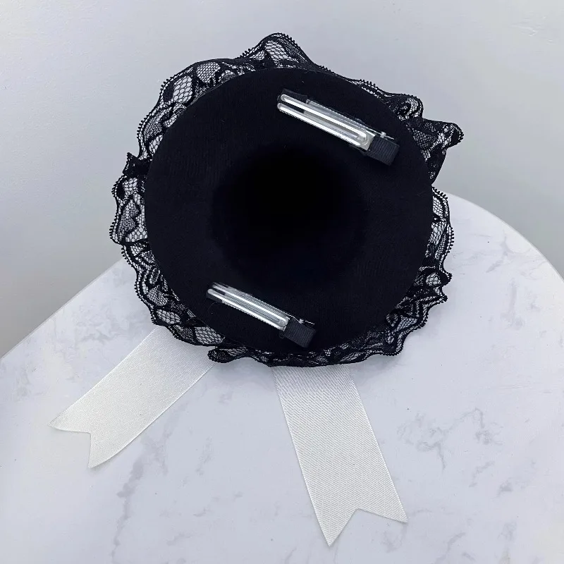 수제 고딕 마법 소녀 작은 모자 로리타 달콤한 레이스 리본 머리장식 할로윈 코스프레 만화 KC 헤어핀 마녀 모자 헤어 액세서리