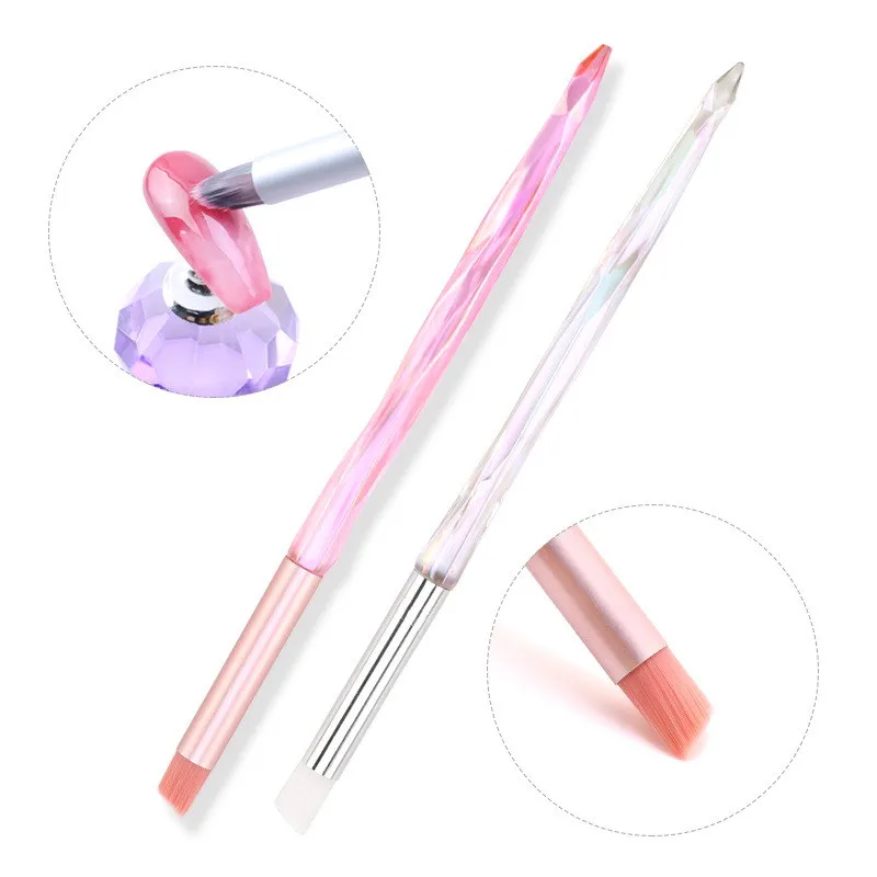 Nail Pen Brush UV Gel Polish Power Pen Crystal Rod Nylon Hair Manicure Painting Blooming Phototherapy Brush Nail Art Salon Tools