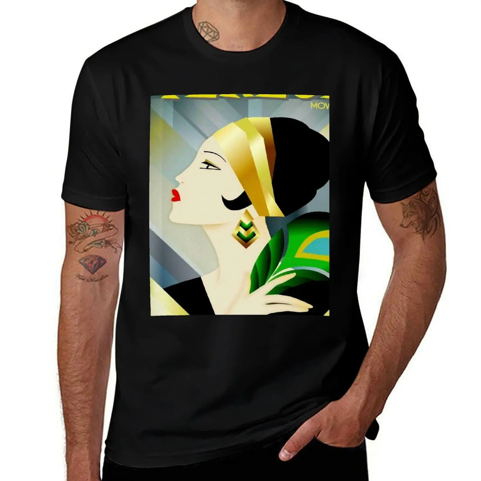 

: pack Flapper t Advertising Abstract cotton Print t graphic Vintage 1929 VENEUE mens shirts shirt T-Shirt