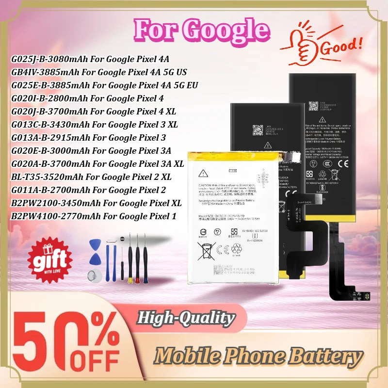 For Google Pixel 3 3A 3 XL 4 4XL 4A 4A 5G Mobile Phone Battery G013C-B G020I-B G020J-B G025J-B GB4IV G025E-B with Free Tools