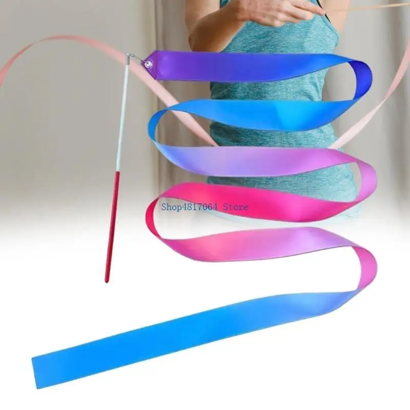 T3LB Dancing Ribbons for Streamers Rhythmic with Twirling Rod Dance Ribbons Streamers Colorful Gymnastic Dance Ribbons