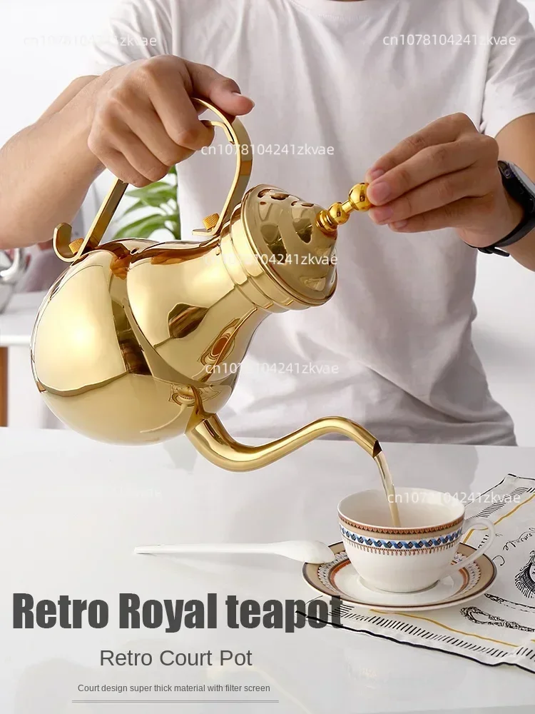 Teapot Stainless Steel Restaurant Long Mouth Court Retro Kettle Tea Kettle