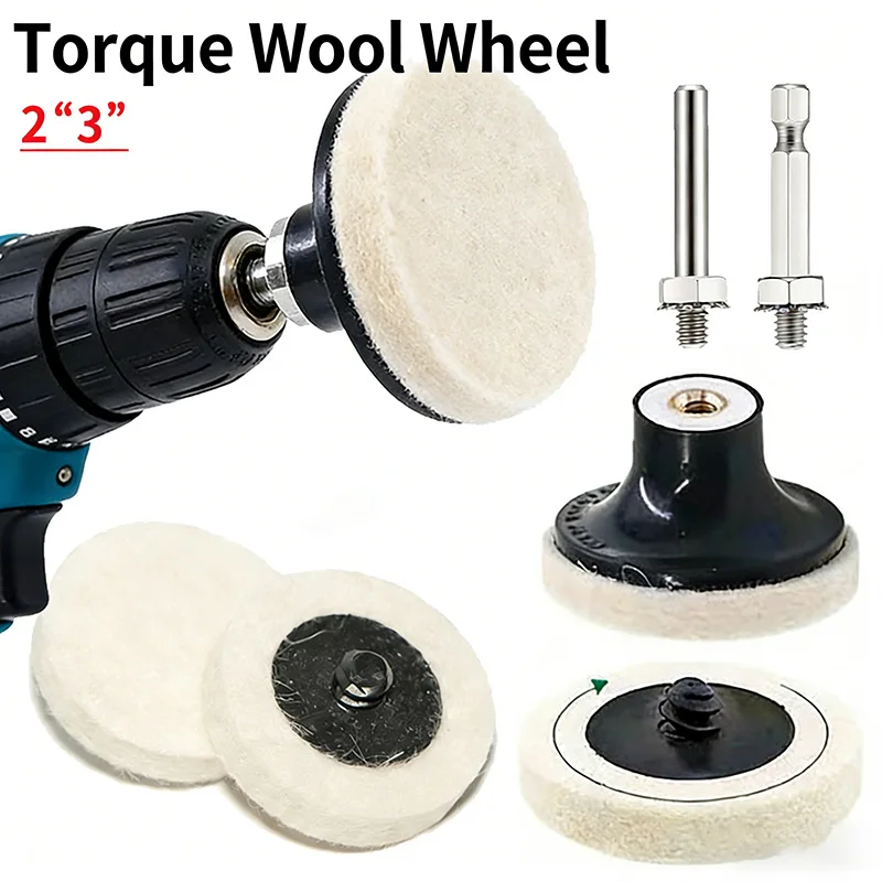 4PCS 2 Inch 3 Inch Wool Felt Polishing Wheel for Electric Drill, Torque Buffing Pad for Metal Polishing Waxing