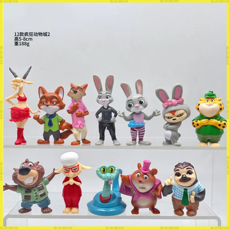 

12 шт./компл. Zootopia 2 Judy Hopps Nick Wilde фигурки Коллекционная модель из ПВХ игрушка для фанатов детский подарок на Рождество и день рождения