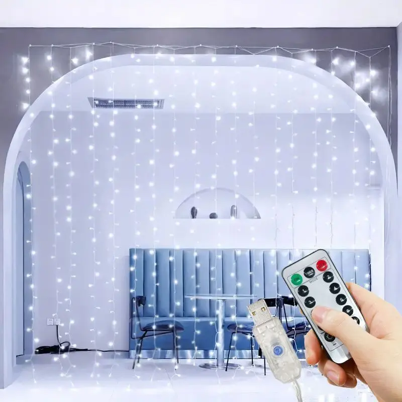 Festoon Curtain LED Light String USB Plug with Remote Christmas Decoration Holiday Home Bedroom Wedding Party Fairy Garland Lamp