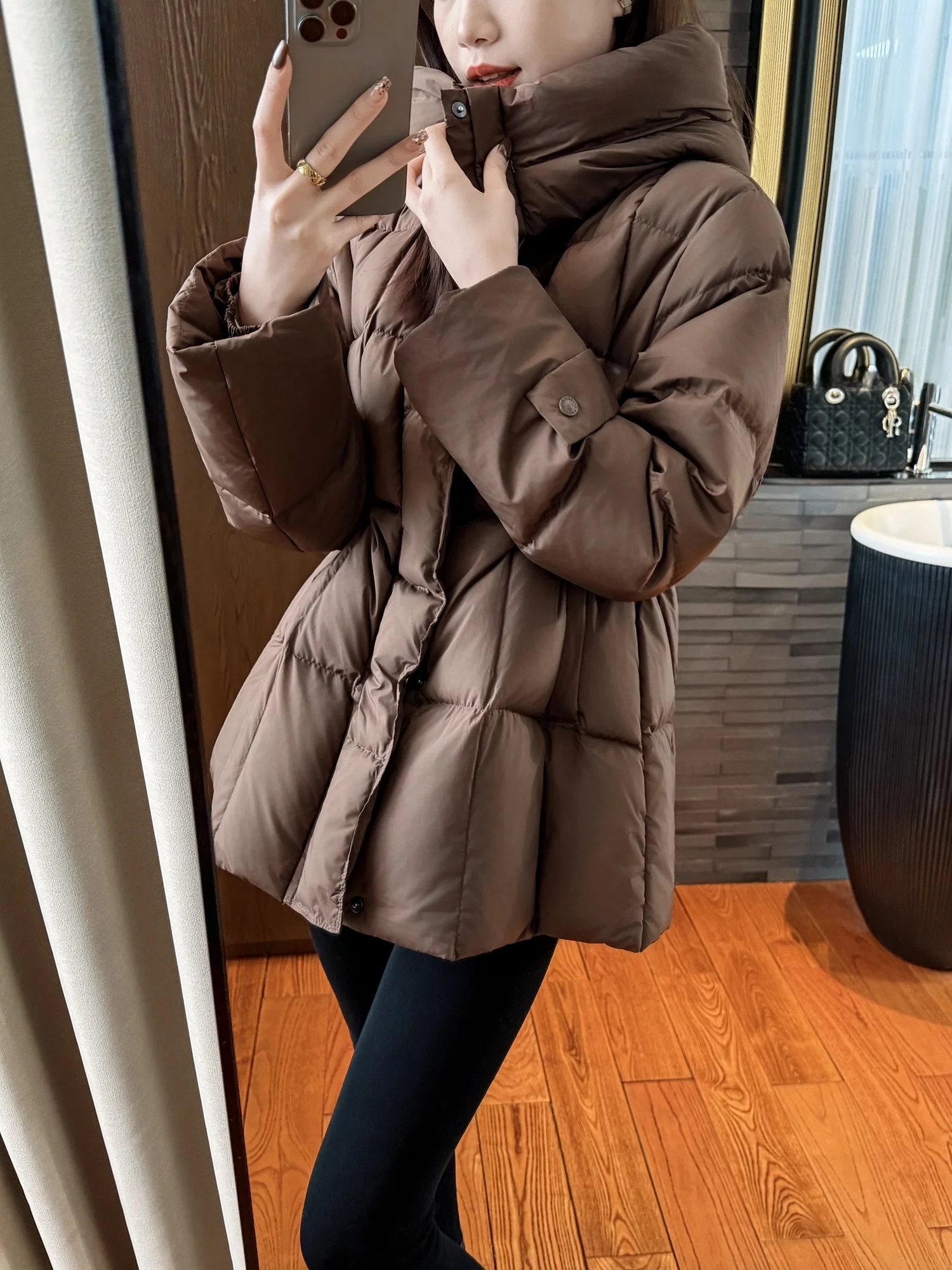 

Soft ort Goose down Jaet Hooded Women's Outerwear Winter Coat Warm Commute Sle Korean Version Non-Removable Hood