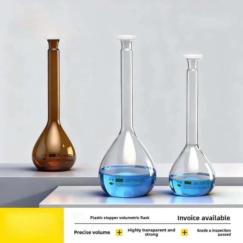 

Plastic Stopper Glass Volumetric Flask A Grade 1/2/5/10/25/50/200/250/500/1000ml Transparent Brown