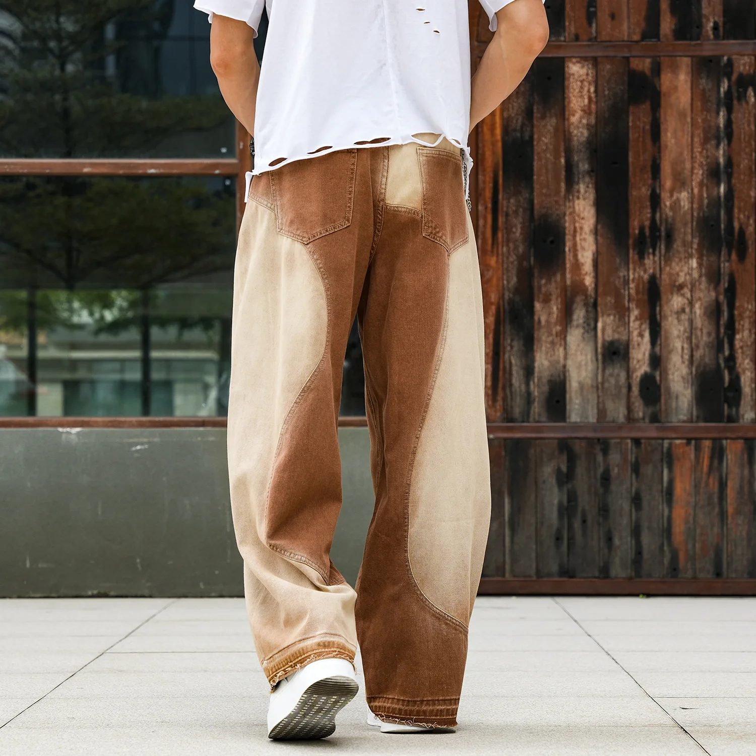 Men Color-coded Straight Simple Basic Floor Length Casual Jeans Pants Four Seasons American Style Male Denim Trousers Clothes