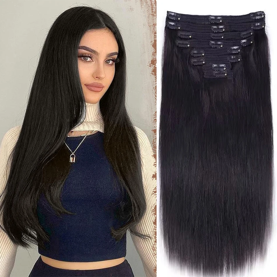 Braziliaanse Haarclip In Menselijk Haar Verlenging Recht Maagdelijk Echt Remy Menselijk Haar Clip In Natuurlijke Hair Extensions Voor Vrouwen Clip