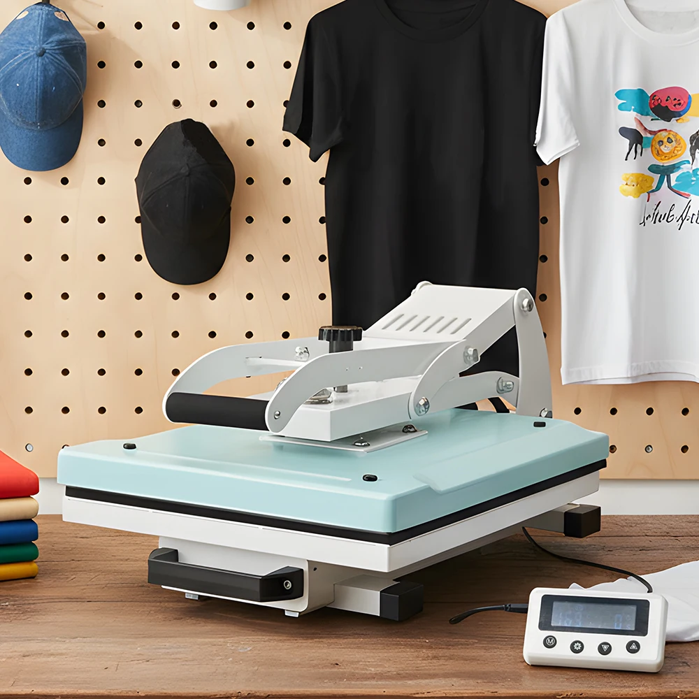 Versatile 38x38cm Flatbed Heat Press Machine with Easy Time/Temp Setting for Sublimation and Heat Transfer