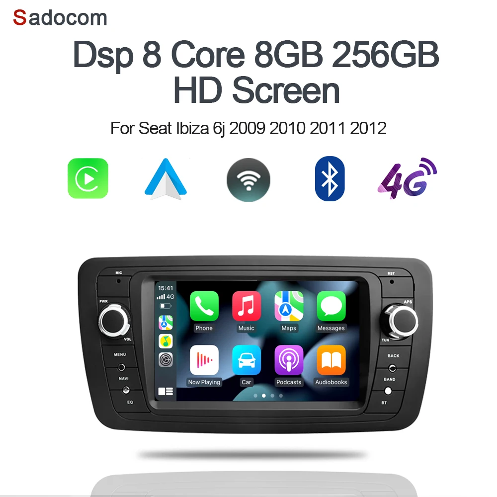 8GB 256GB DSP Carplay 4g lte 7 "2 Din Android 12,0 Auto DVD-Player Navigation Autoradio für Sitz Ibiza 6j