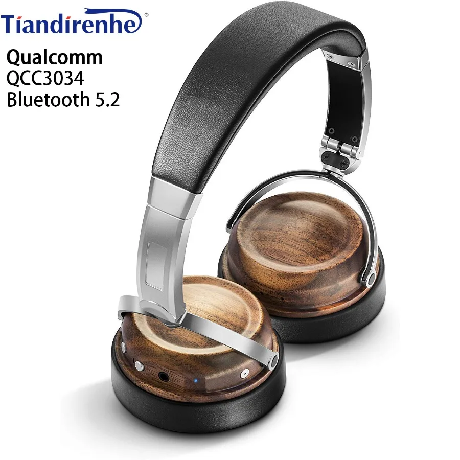 Tiandirenhe جديد V1 الجوز سبائك سماعة رأس بخاصية البلوتوث كوالكوم 3034 رقاقة 40 مللي متر ديناميكية خشبية فوق الأذن HIFi باس سماعة رأس ستيريو