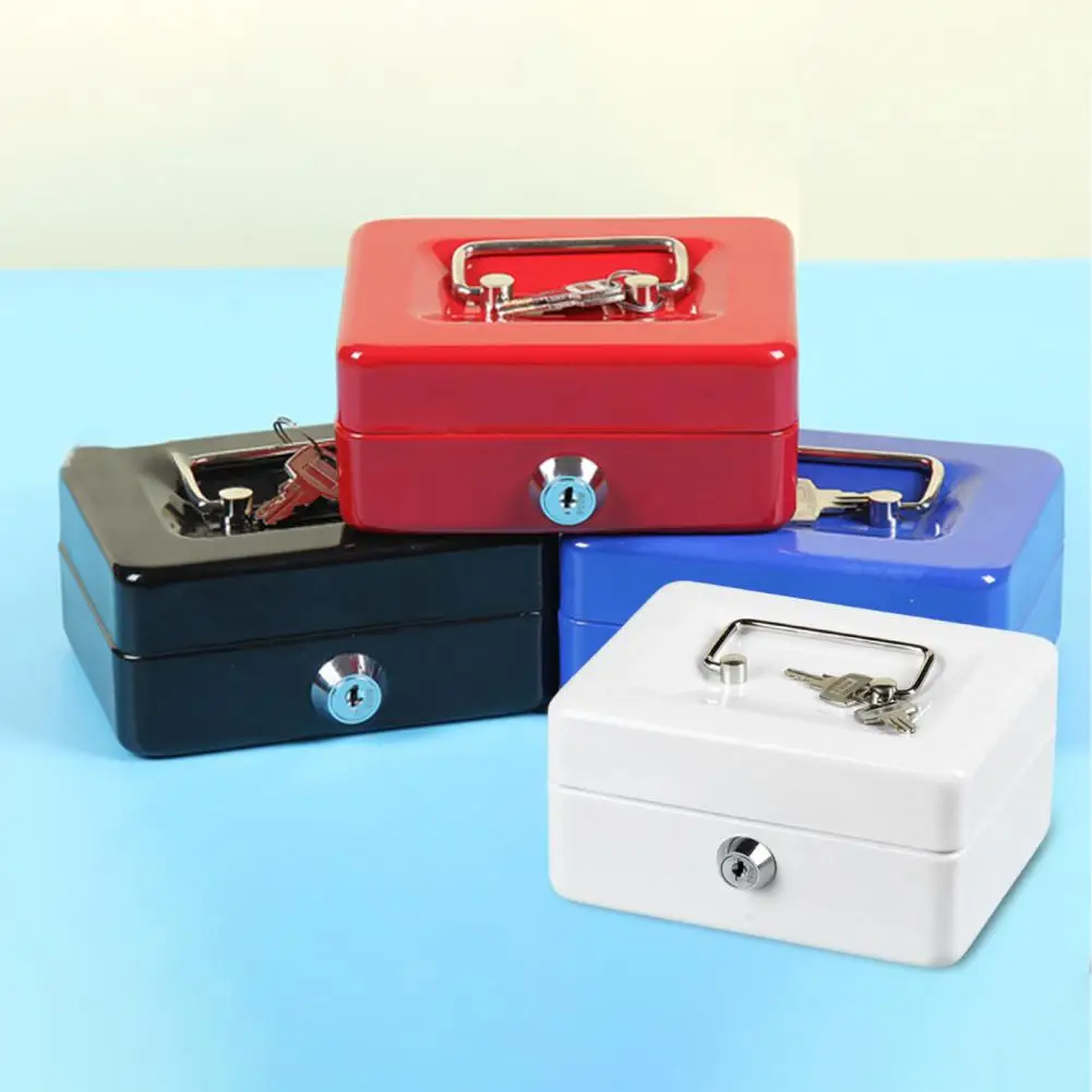 Practical Home Shop Metal Safe Money Box Folding Safe Money Box Home Coin Bank Key Lock Type Safe Box for Home