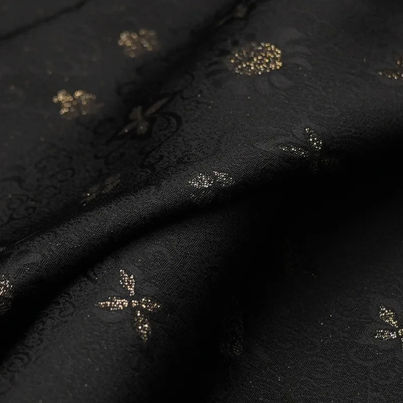 Woven gold small golden flower pure silk new Chinese-style Hanfu and cheongsam fabric