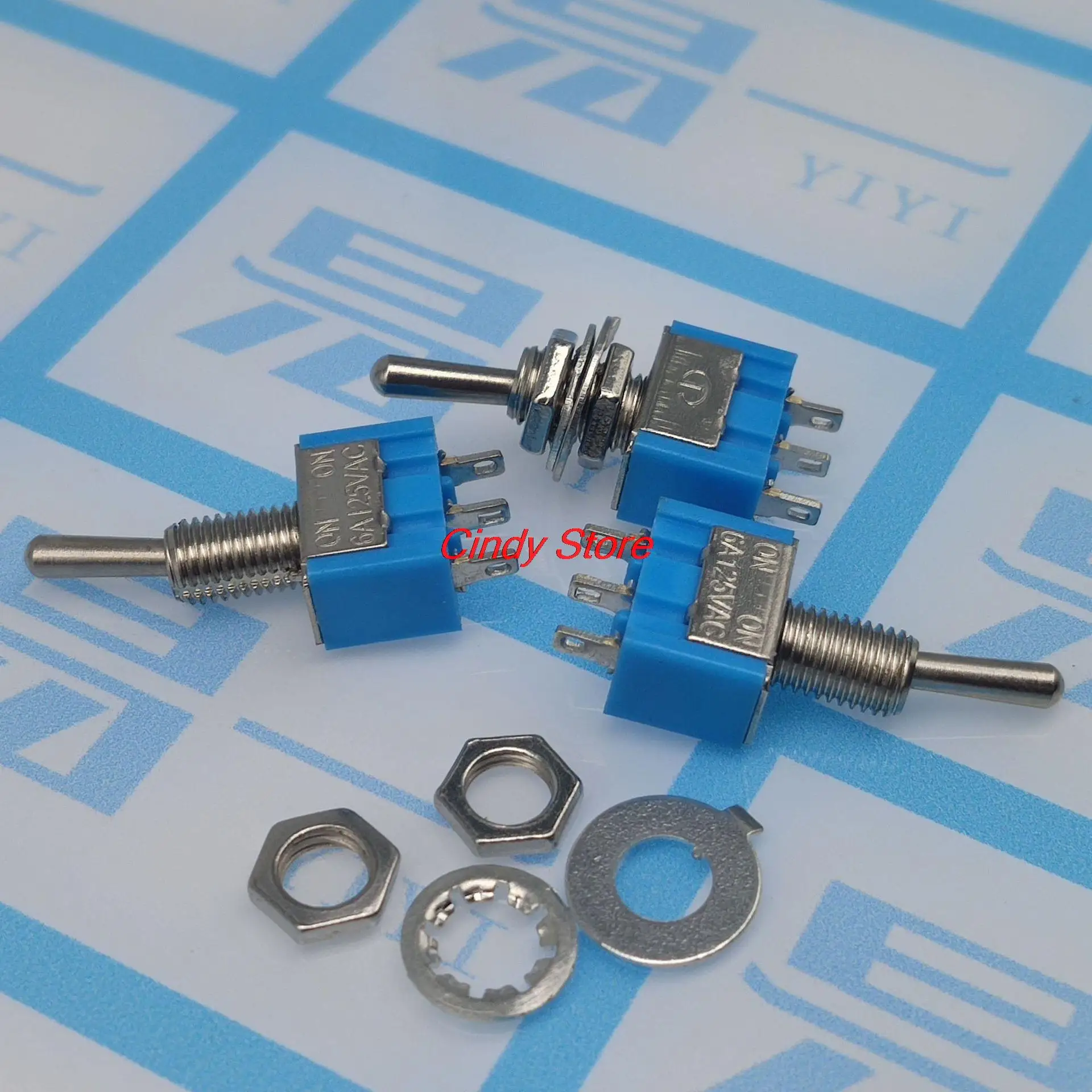 100Pcs Toggle Switch MTS-102 3 Pin ON/ON PDT 6A 125VAC/3A 250VAC Mini Switch Lever Switch