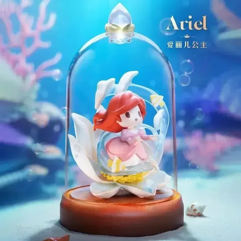 A Set Disney Princess Blind Box Glazed Flower Shadow Series Mysterious Surprise Box Mermaid Ariel Hua Mulan Belle Alo Figure Toy