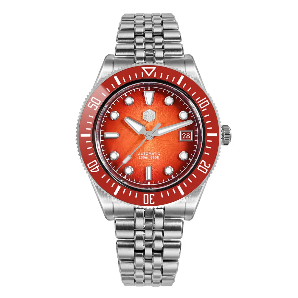 San Martin 40 mm Herren-Luxus-Taucheruhr Miyota 9015 Emaille Sunburst-Zifferblatt Automatische mechanische Armbanduhr Wasserdicht 200 m SN0148 6