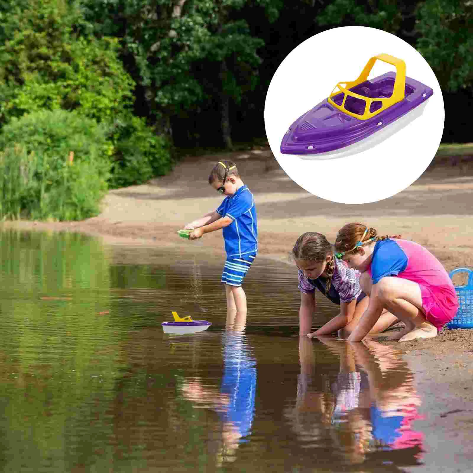 Juego de juguetes para piscina y playa, juguete para tomar la ducha, barcos de plástico para agua, juguetes de vela morados para bebé