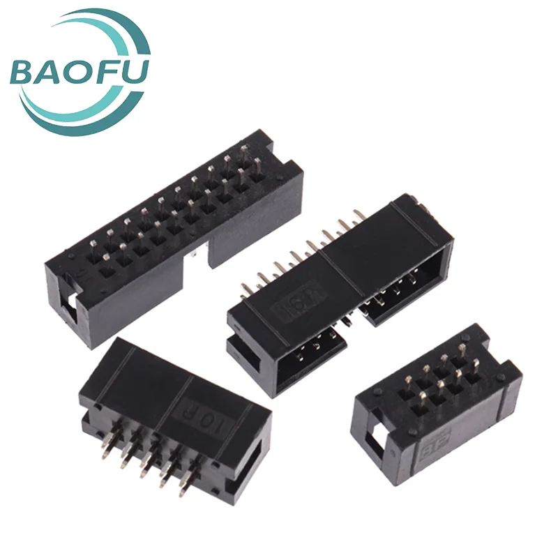 

10pcs 2.54mm Simple Bull Horn Seat Straight Needle Seat Cable Plug JTAG Socket IDC3-6p8P10P12P20P40P50P Straight Pin