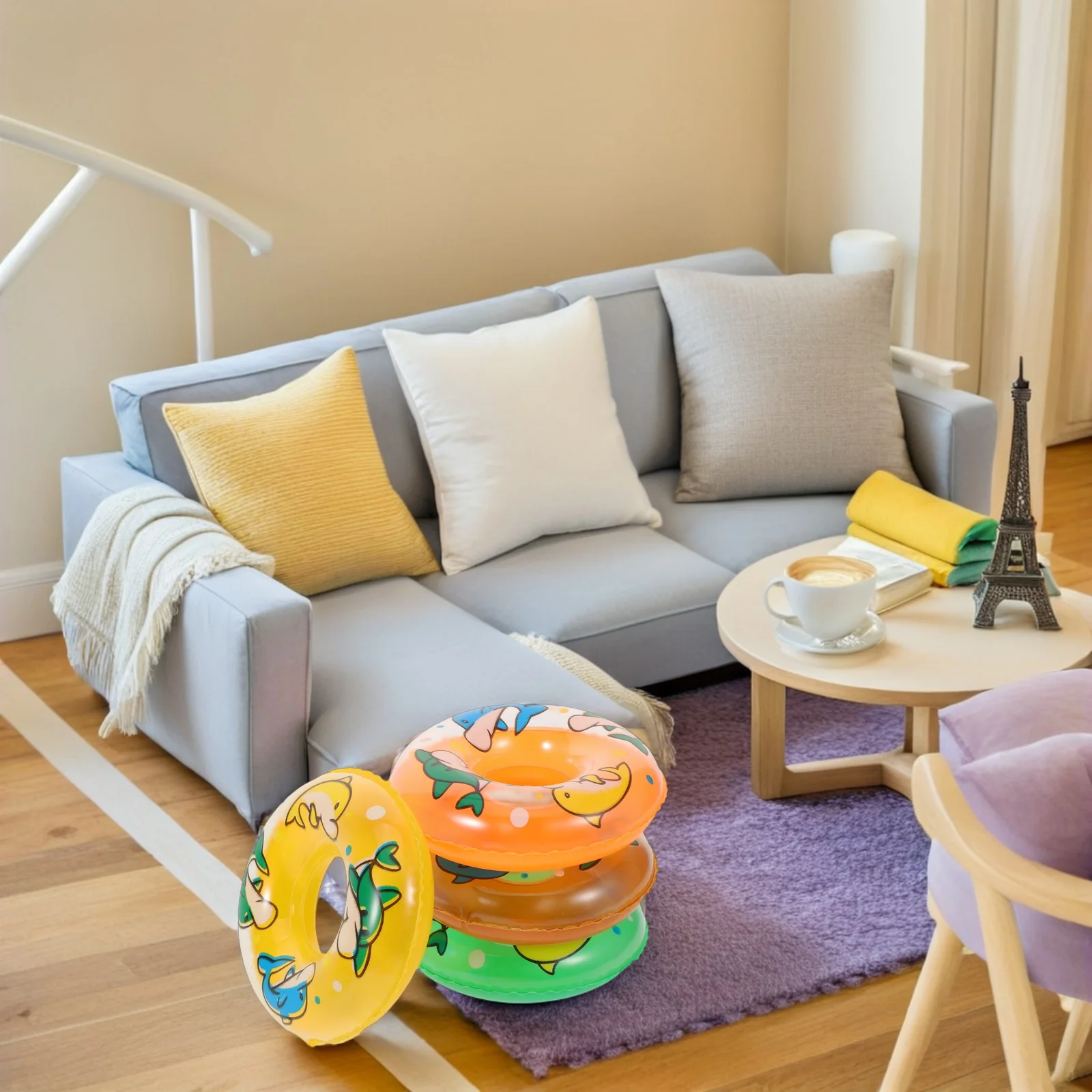 

48Pcs Mini Inflatable Swimming Rings Dolphin PVC Pool Float Accessories Dollhouse Photography Props Summer Party Supplies