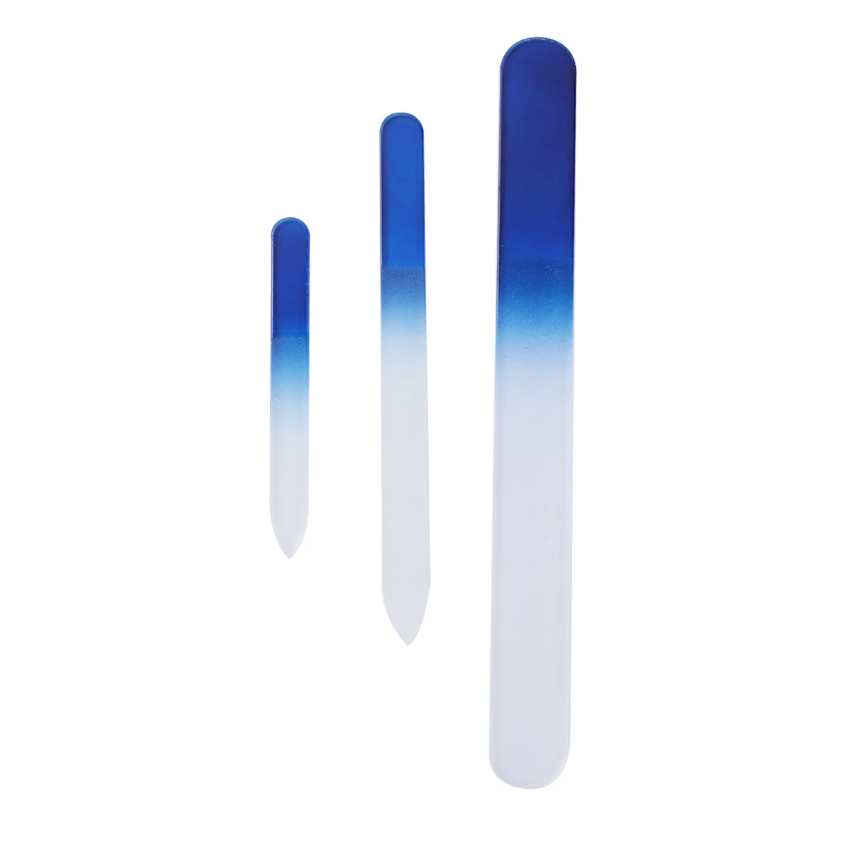 

3Pcs Crystal Glass Nail File Set Smooth Trim Comfortable Slim Compact Design Transparent Blue Nail Sanding Block