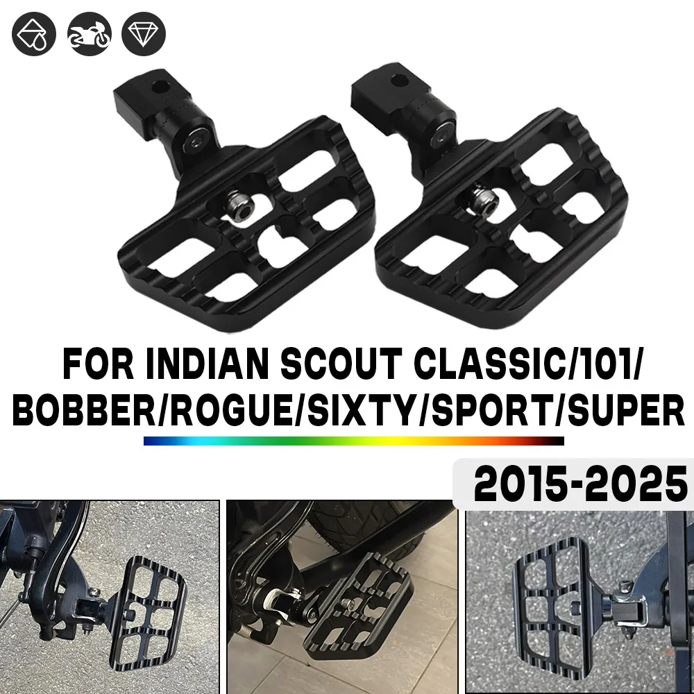 

For Indian SCOUT ABS Sixty Rogue Bobber Rider Foot Rest Pedal Motorcycle Front Foot Controls Rotatable Adjustable Wide Footpegs