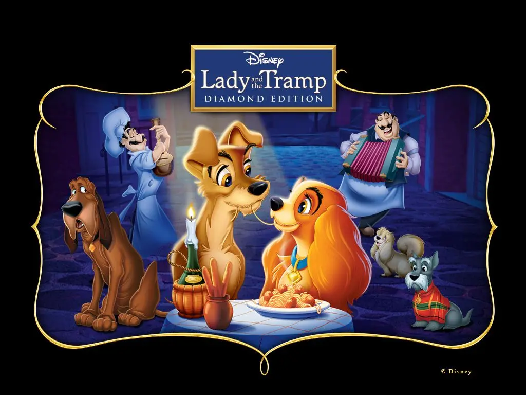 Baby Birthday Party Background Lady and The Tramp Cute Dogs Celebrate Child Portrait Birthday Banner Photographic Photo Backdrop