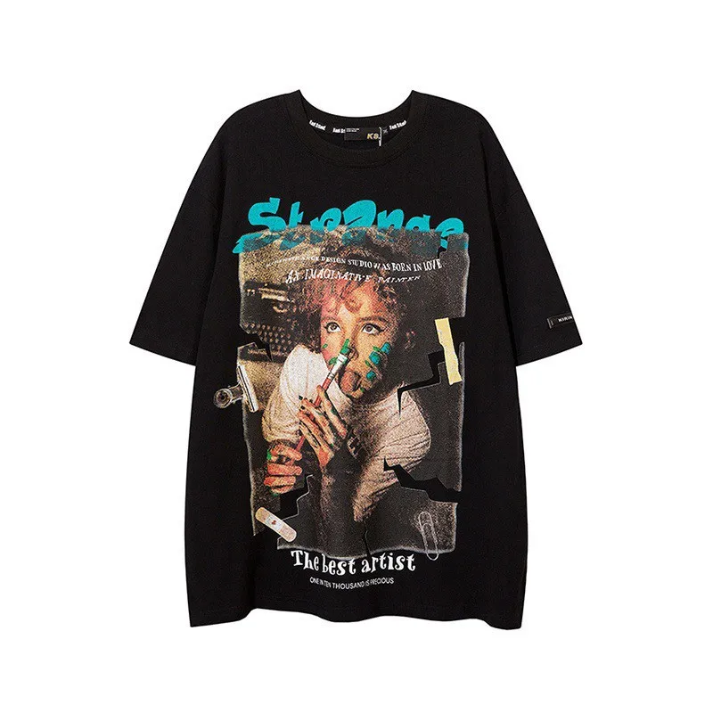 

Short-sleeved t-shirt men's round neck summer body shirt loose casual hip-hop male tide pullover tops