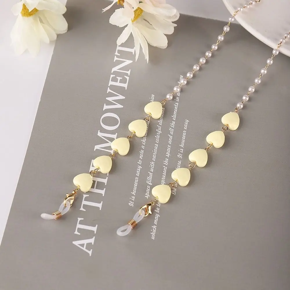 

Shaped Gold Color Hanging Neck Metal Chain Spectacle Cord Love Glasses Chains Mask Anti-lost Chains Pearl Sunglasses Chains