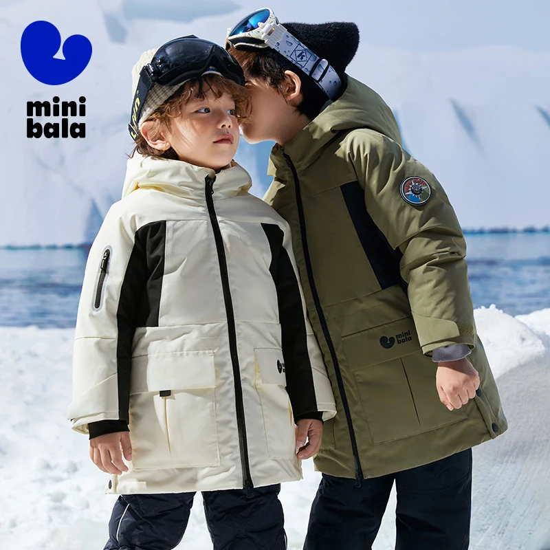 

Mini Balabala Kids Long Down Coat Winter Thick Warm Windproof Waterproof and Breathable Jacket for Babies