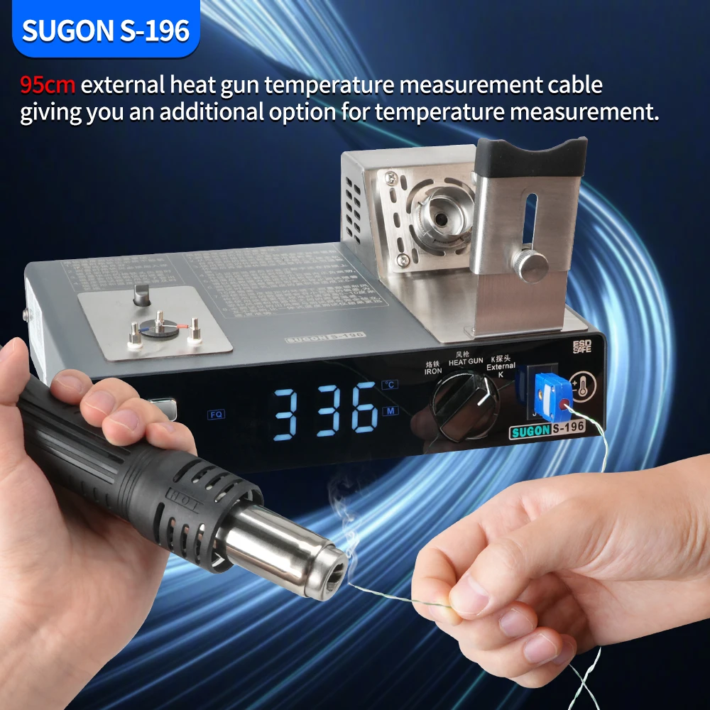 SUGON S-196 Hot Air Soldering Iron 2-in-1 Temperature Tester Sensor Thermocouple Calibrator For Welding Rework Station
