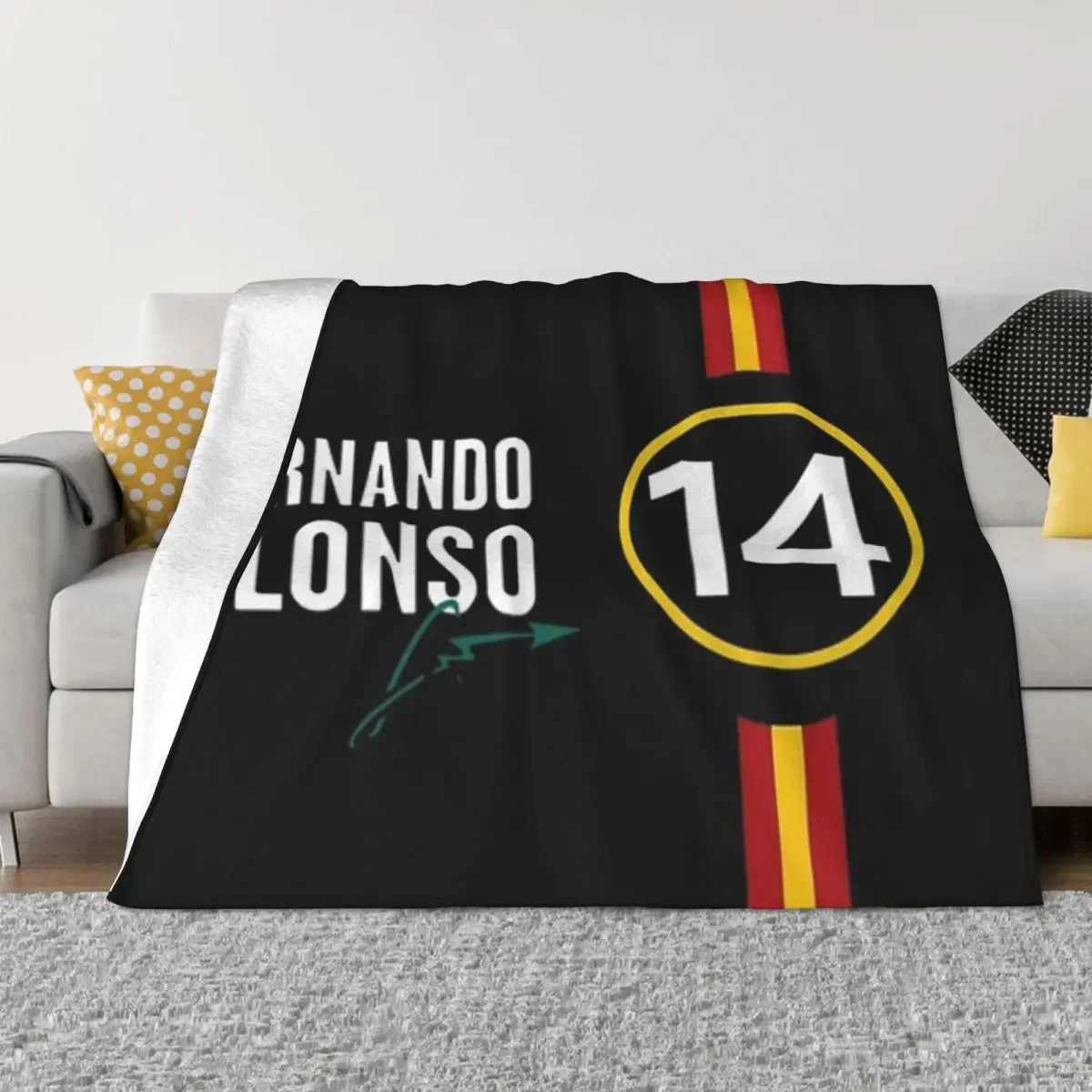 Fernando Alonso 14 F1 Koc flanelowy na sofy Miękka ciepła narzuta na łóżko Pościel Decort Pluszowy koc zimowy w kratę