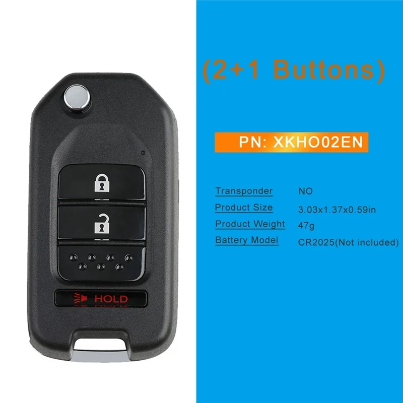 For Xhorse XKHO02EN Universal Wire Remote Key Fob 2+1 Button for Honda Type for VVDI Key Tool 5Pcs/Lot