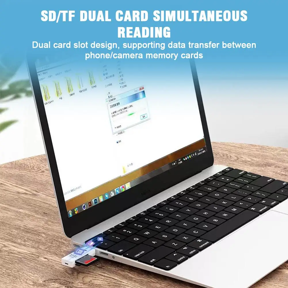 SD/TF Dual Card Slot Design 100MB/S High-speed Image Transmission 64GB Memory Driver-free Plug-and-play Card Reader