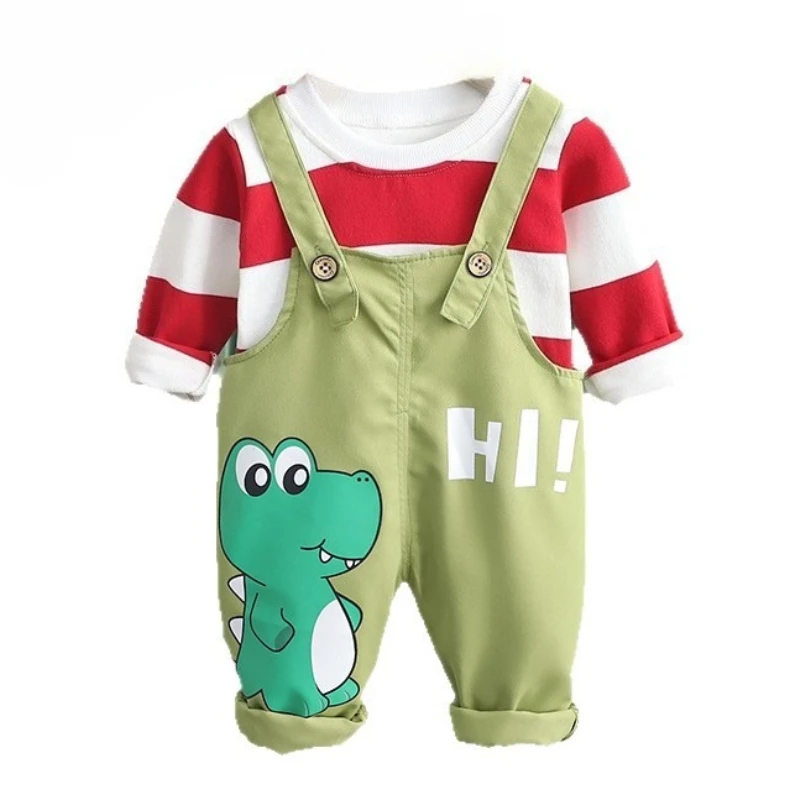 

New Spring Autumn Baby Clothes Suit Children Boys Long Sleeved T-Shirt Overalls 2Pcs/Sets Infant Cartoon Costume Kids Tracksuits