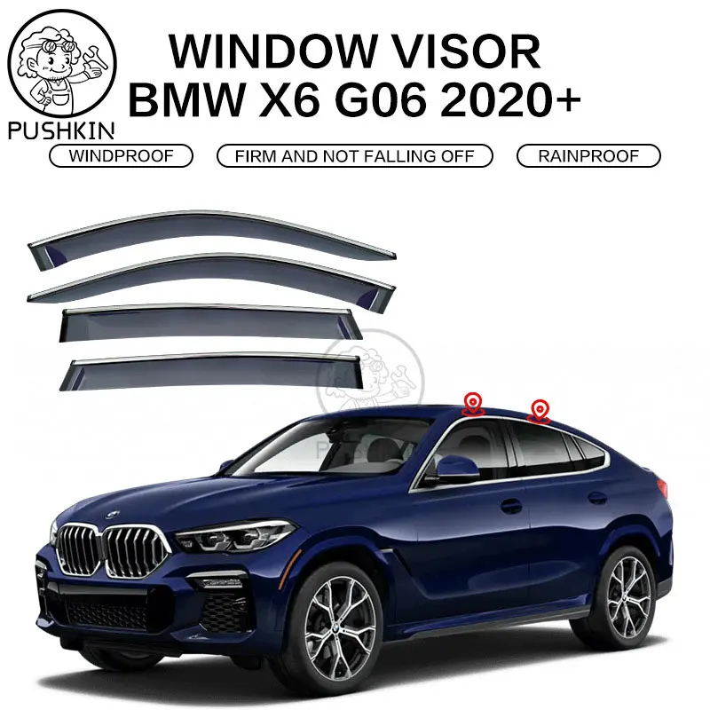 

For BMW X6 E71 F16 G06 Window Visor Car Accessories Plastic Exterior Visor Vent Shades Window Sun Rain Guard Deflector 4pcs