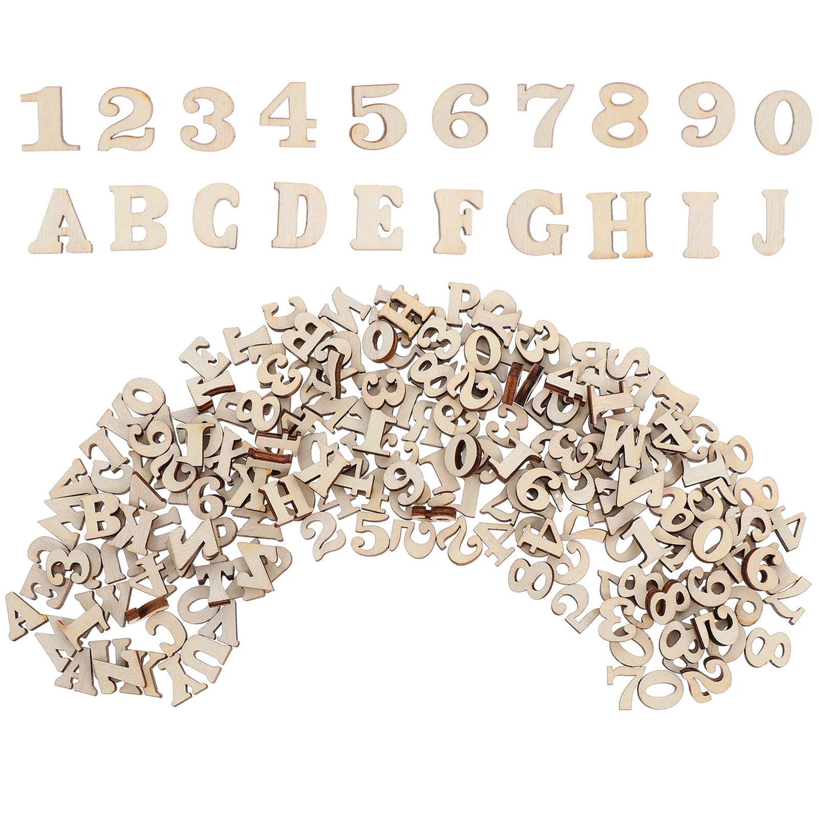 200Pcs Medium Sized Wooden Alphabet Letters Numbers Unfinished Craft Blanks DIY Educational Decor Home Party School Creative