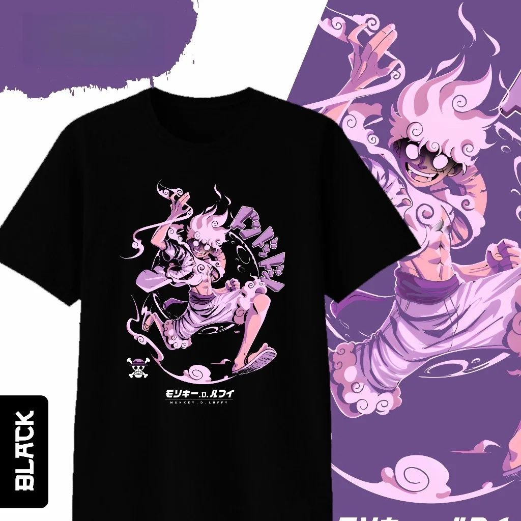 Camiseta de Algodón Puro One Piece LUFFY SUN GOD NIKA, Verano 2026, Moda Casual para Hombre y Mujer, Camiseta de Manga Corta, Ropa Urbana