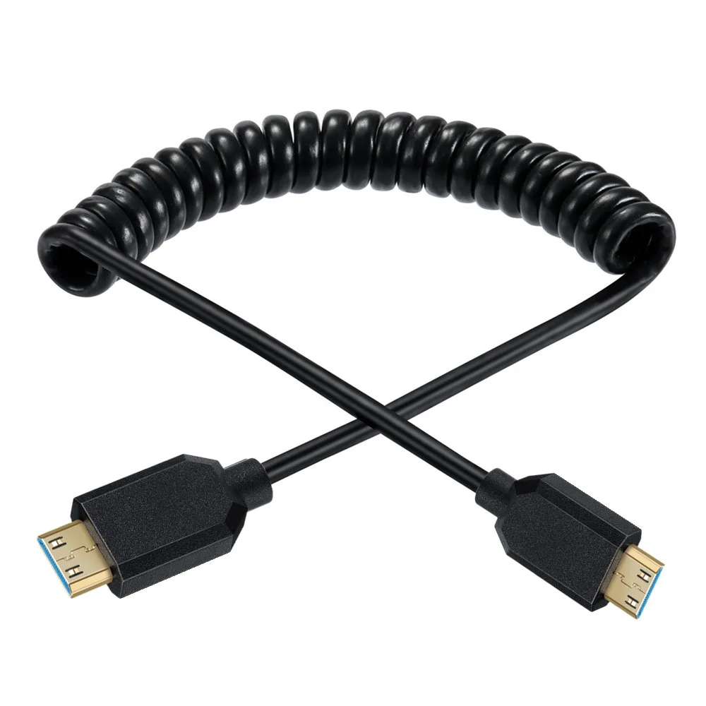 (Typ C) Mini HDMI-kompatybilny kabel spiralny męski na Mini HDMI męski, 8K @ 60 Hz 1,2 m