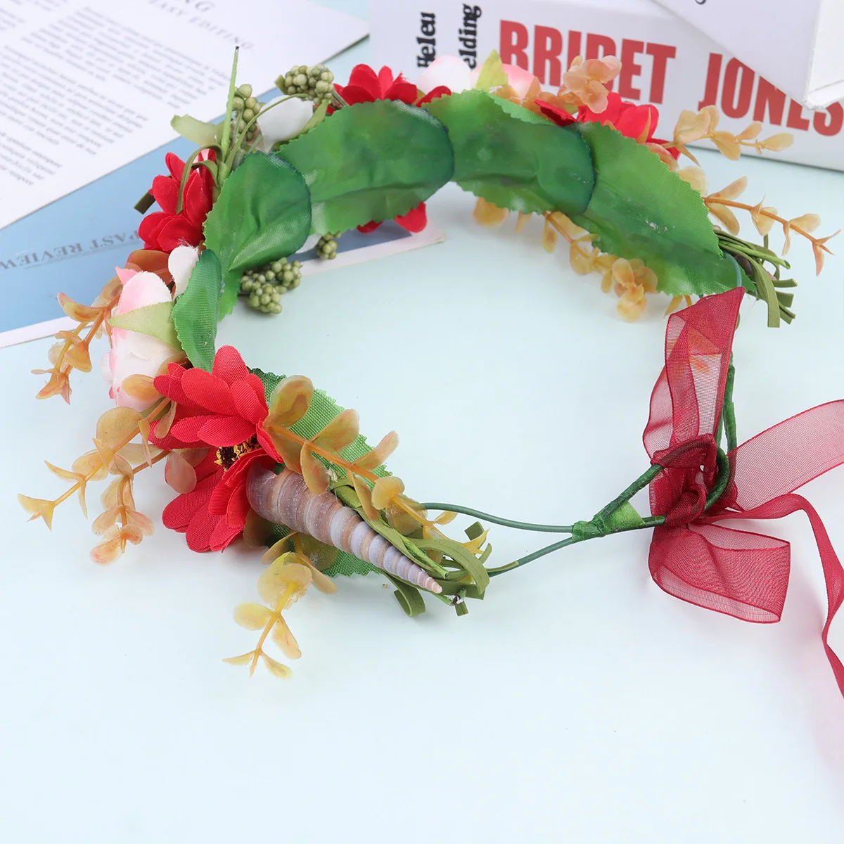 

Rose Wreath Flower Hair Hoop Headdress for Bride Party Bands Red Headband Bridesmaid