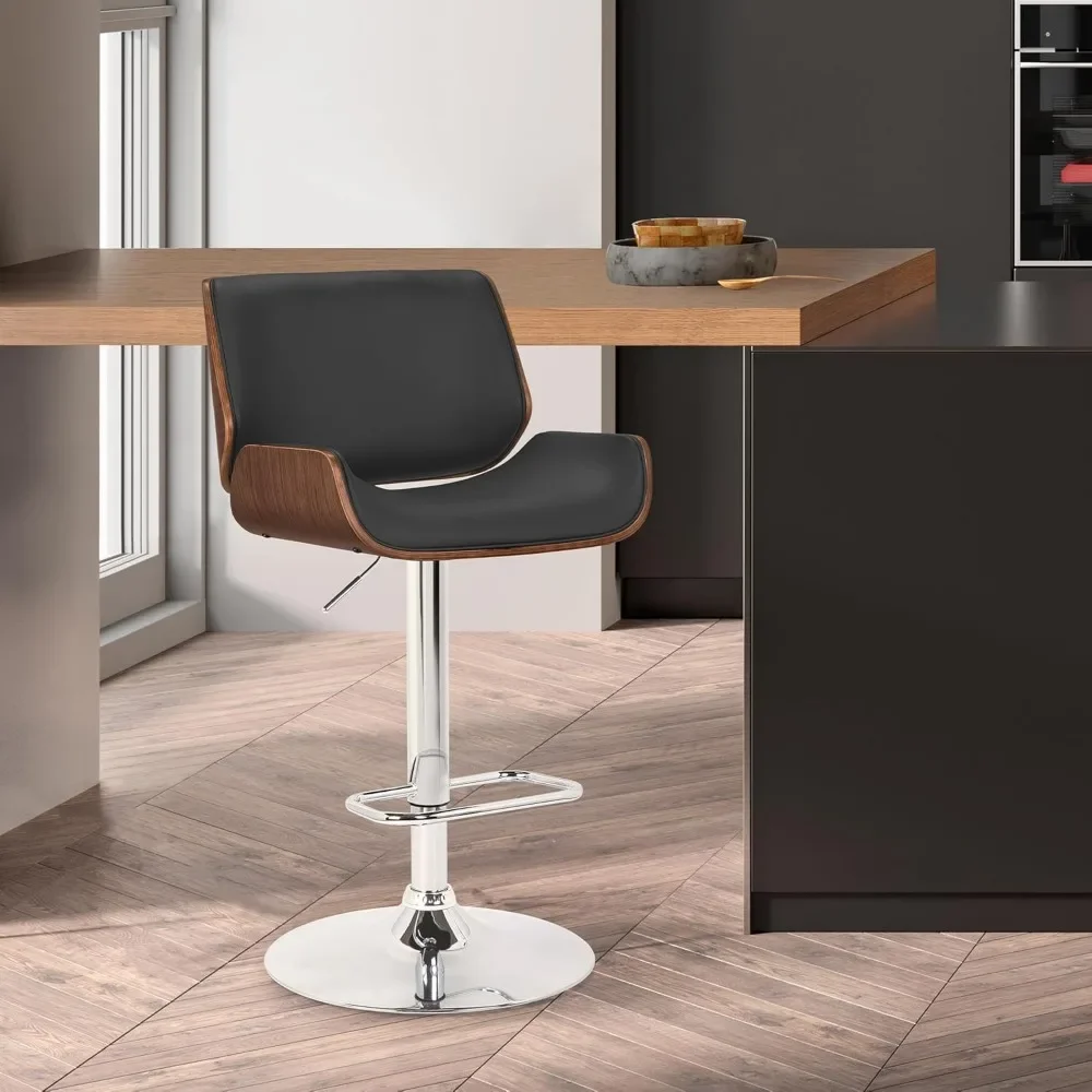 Modern Faux Leather Swivel Bar Stool para Cozinha Island Counter, Londres, altura do assento ajustável, 24 "a 33"