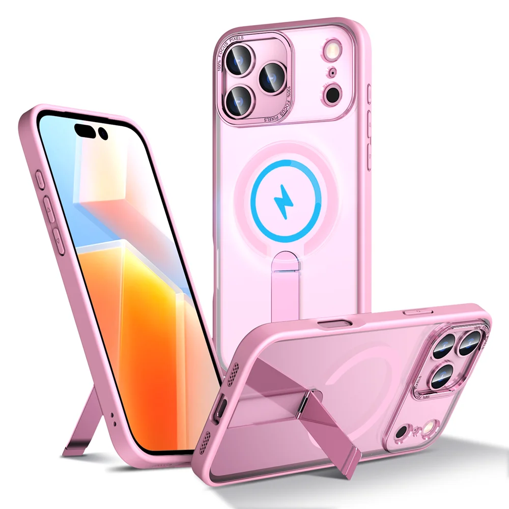 Luxuriöse Magsafe Metall-Klappständer Magnetische Handyhülle für iPhone 16 17 18 Pro Max Air 16e 14 15 Plus 13 12 11 Acryl-Cover – Detail 10
