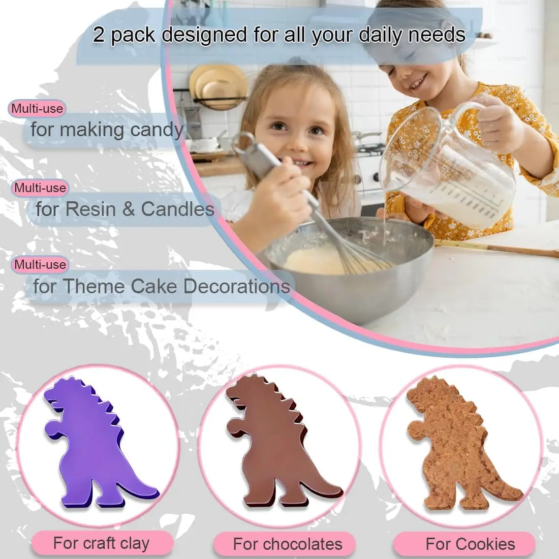 

VERIDIAN 8-hole Monster-shaped Cake Molds of Different Sizes, Creative Ice Grid, Cartoon Animal Chocolate Molds