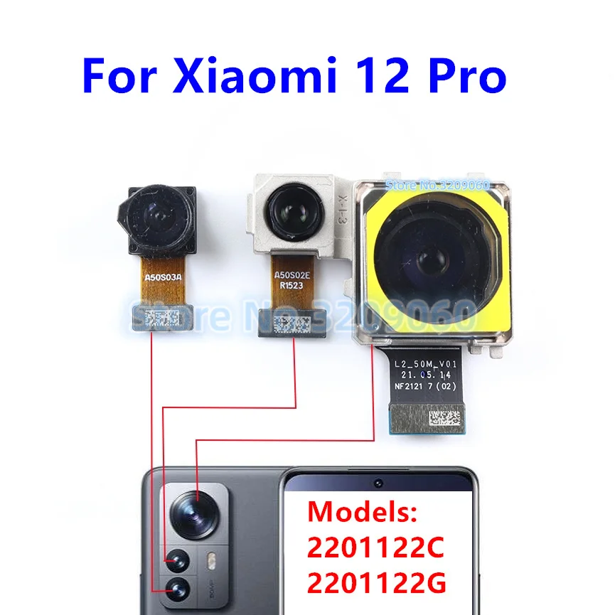 For Xiaomi 12 Pro Rear Back Camera Big Main Module Wide Angle Front Camera Ultrawide Macro Flex Cable Replacement