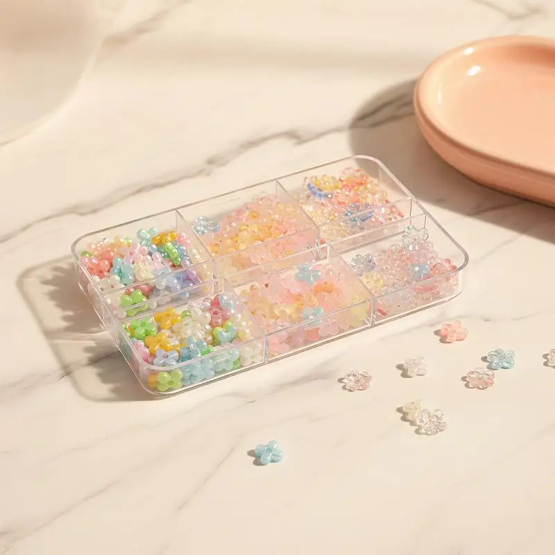 6 Grids Resin Flowers Nail Art Deaoration Mixed DIY Jewelry Charms Dopamine Crystal Jelly Floral Nail Decor DIY Manicure