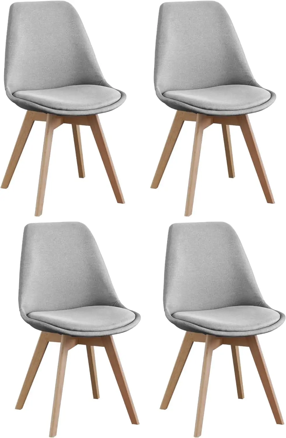 Pack de 4 Sillas de Comedor de Estilo Nórdico ，Tapizadas con Tela | 41.5 x 43 x 83 - Color Gris | Diseño Sencillo y Elegante