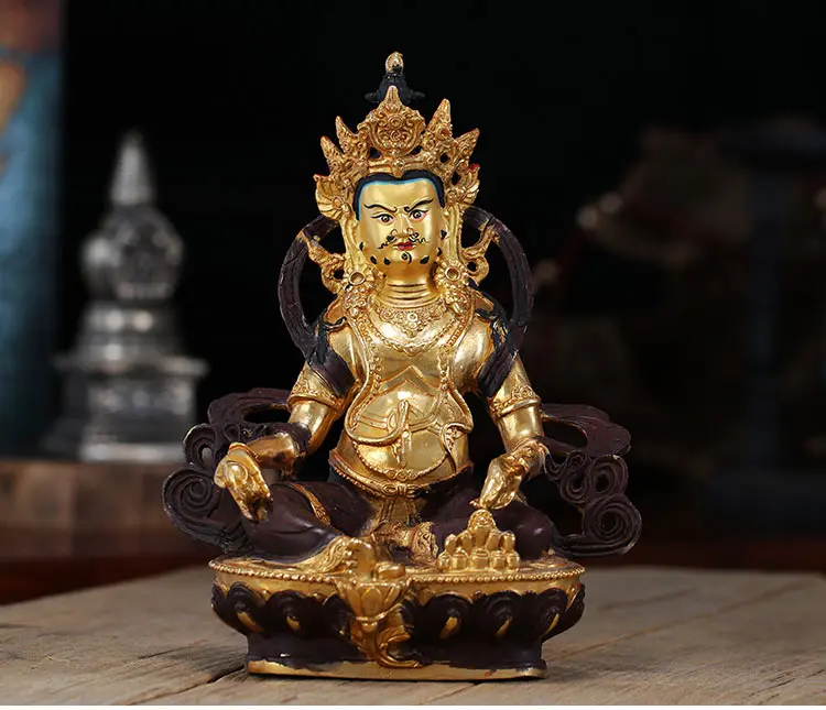 

8 inch # GOOD Buddha Buddhist Buddhism family Safety wealth Yellow Jambhala money Fortune God Mammon statue-