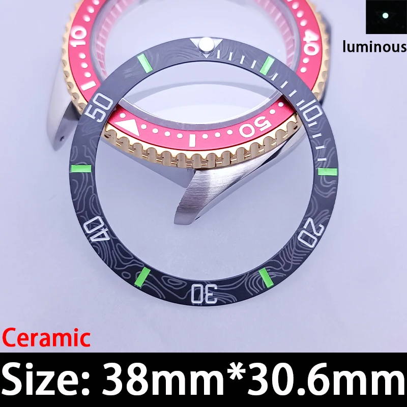 38mm*30.6mmLuminous Ceramic Bezel Dive Watch ModdingPartWaterproof Scratch-Resistant Watch Accessory Replacement Ring for Repair